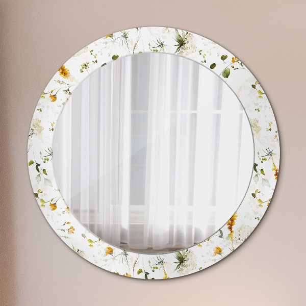 Round decorative mirror Field flowers