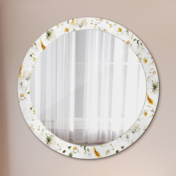 Round decorative mirror Field flowers