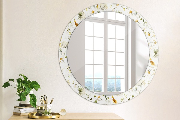Round decorative mirror Field flowers