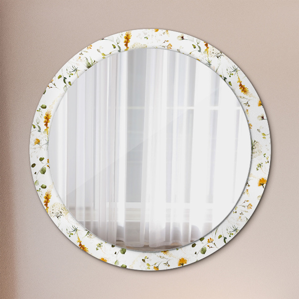 Round decorative mirror Field flowers