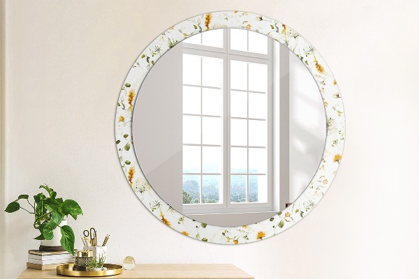 Round decorative mirror Field flowers