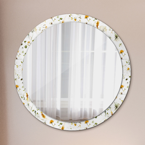 Round decorative mirror Field flowers