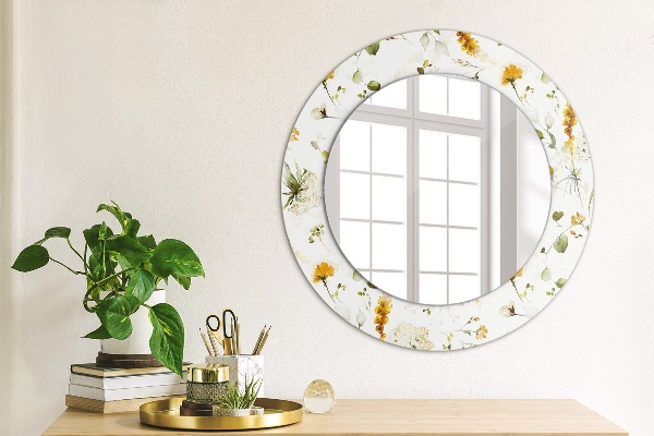 Round decorative mirror Field flowers