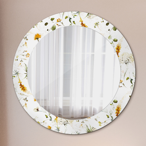 Round decorative mirror Field flowers