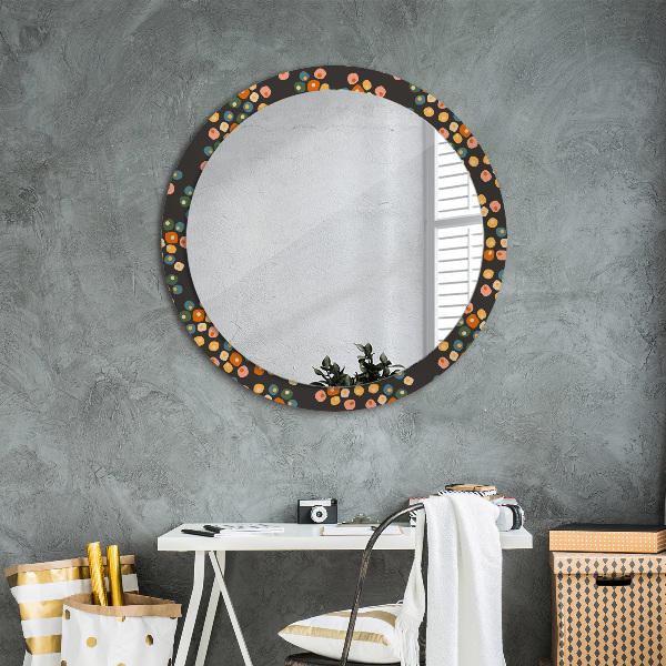 Round printed mirror Flower dots