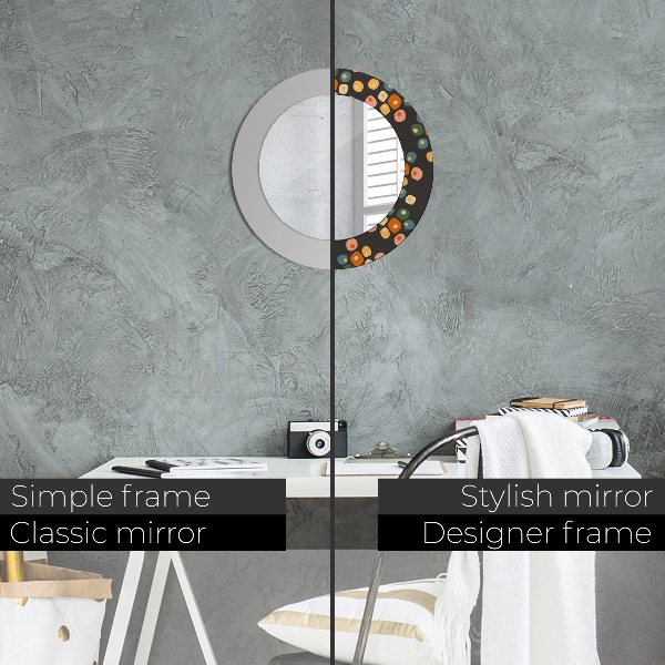 Round printed mirror Flower dots