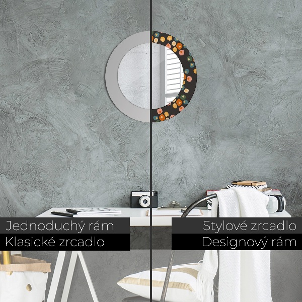 Round printed mirror Flower dots