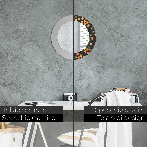 Round printed mirror Flower dots