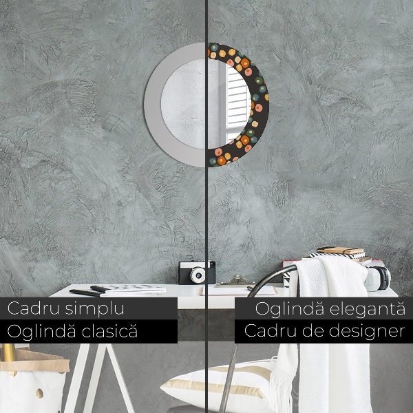 Round printed mirror Flower dots