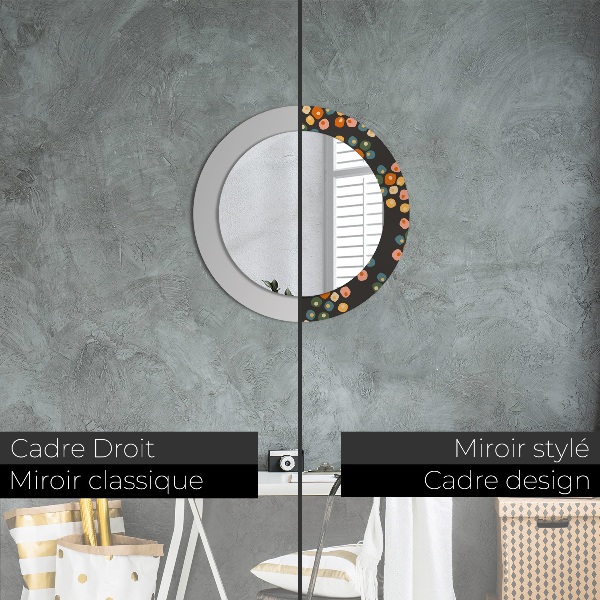Round printed mirror Flower dots
