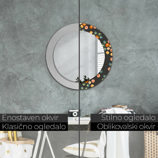 Round printed mirror Flower dots