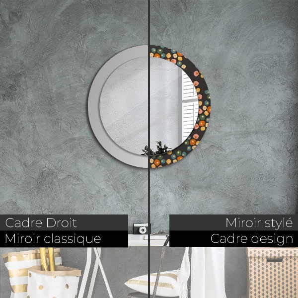 Round printed mirror Flower dots