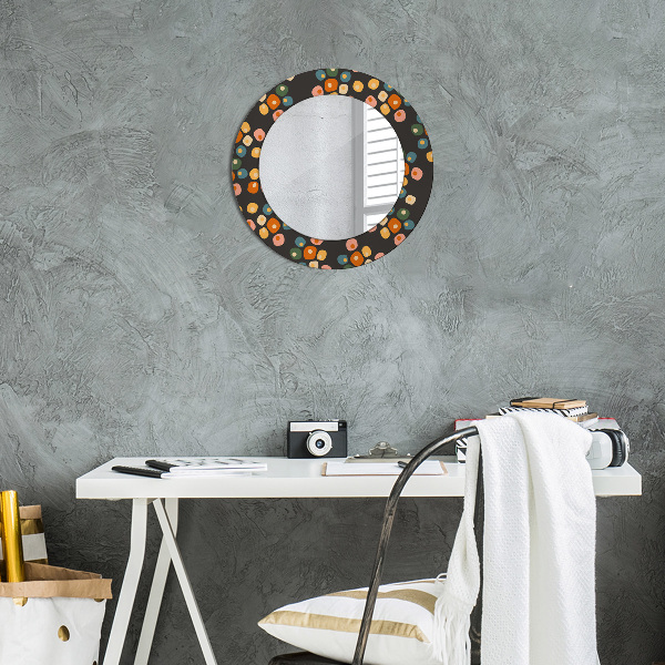 Round printed mirror Flower dots