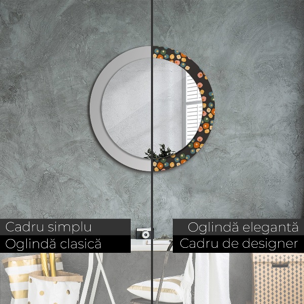 Round printed mirror Flower dots
