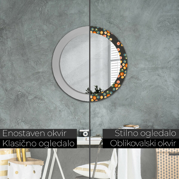 Round printed mirror Flower dots