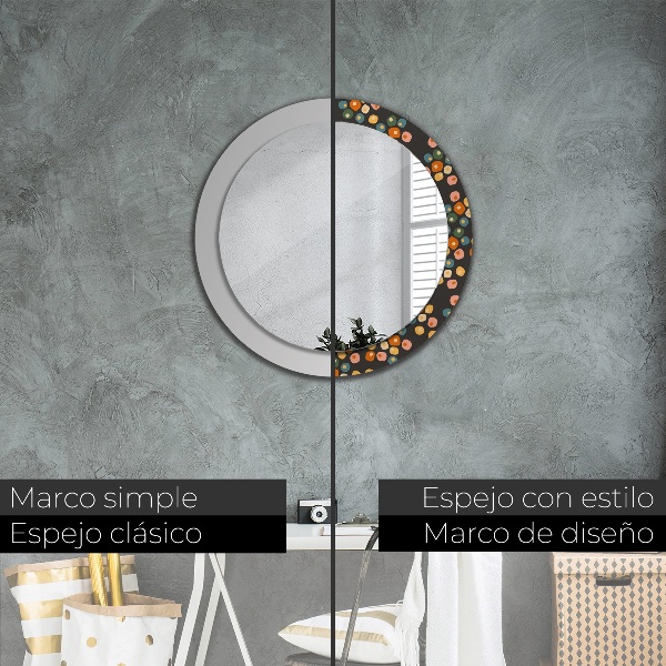 Round printed mirror Flower dots