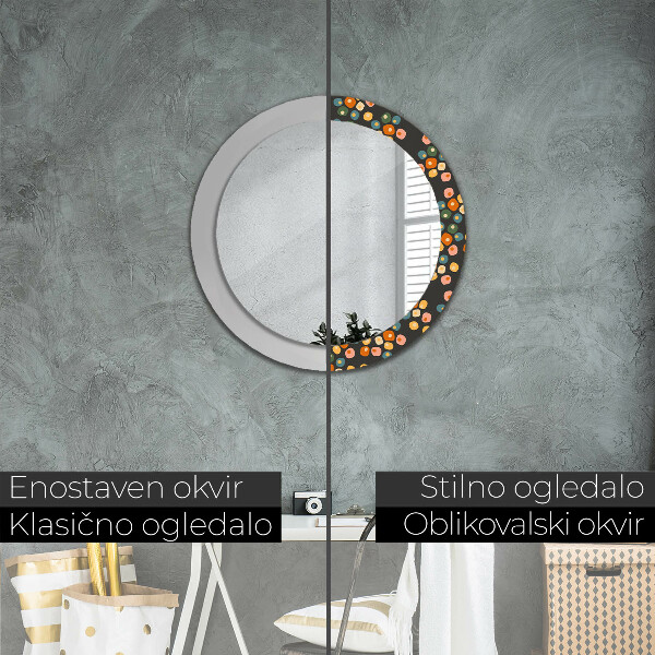 Round printed mirror Flower dots