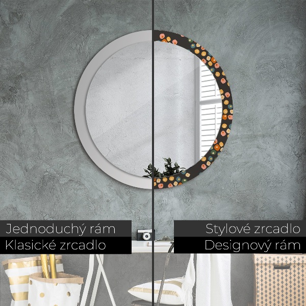 Round printed mirror Flower dots