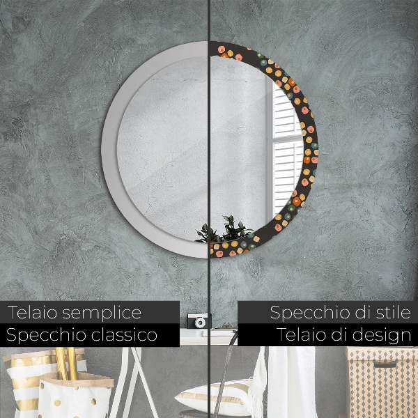 Round printed mirror Flower dots