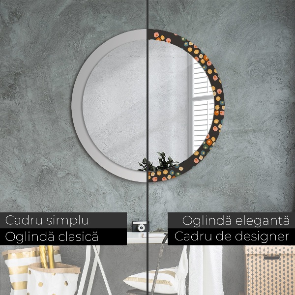 Round printed mirror Flower dots