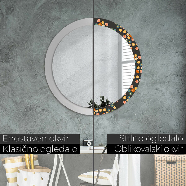 Round printed mirror Flower dots