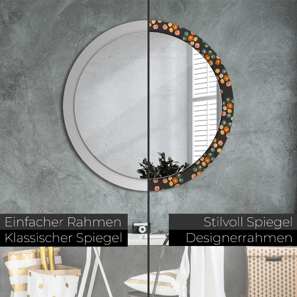 Round printed mirror Flower dots
