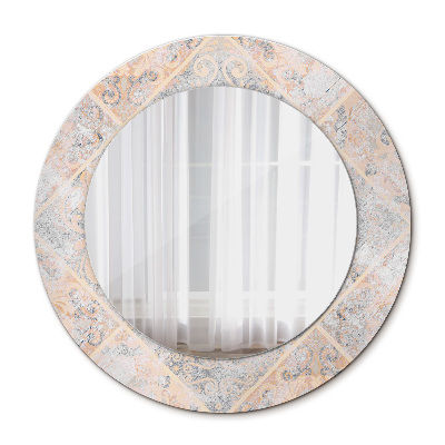 Round mirror frame with print Shabby mosaic