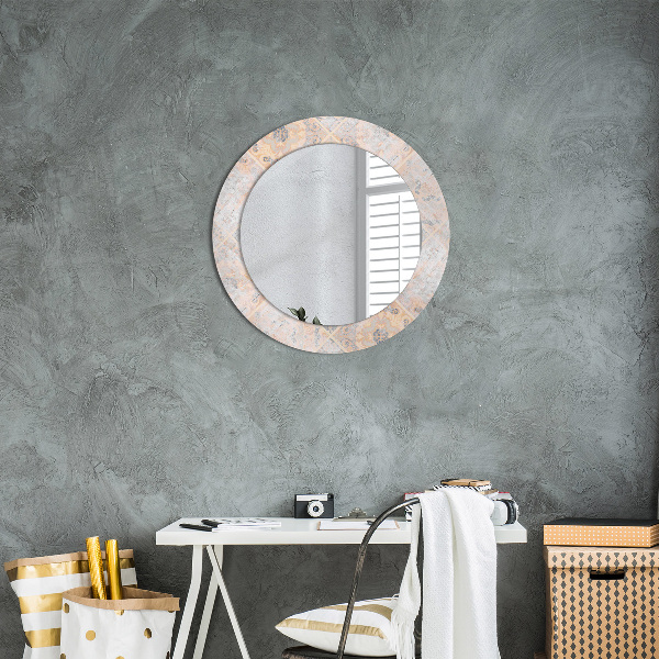 Round mirror frame with print Shabby mosaic