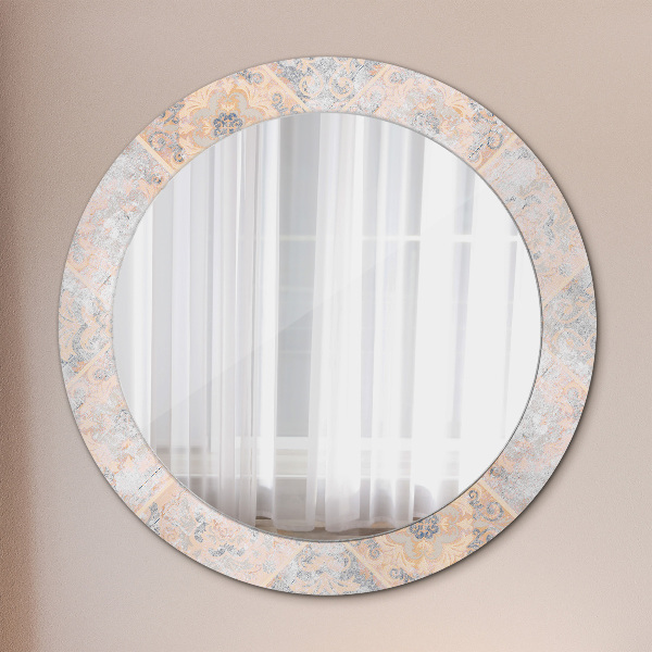 Round mirror frame with print Shabby mosaic