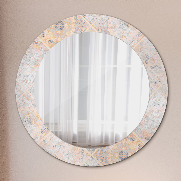 Round mirror frame with print Shabby mosaic