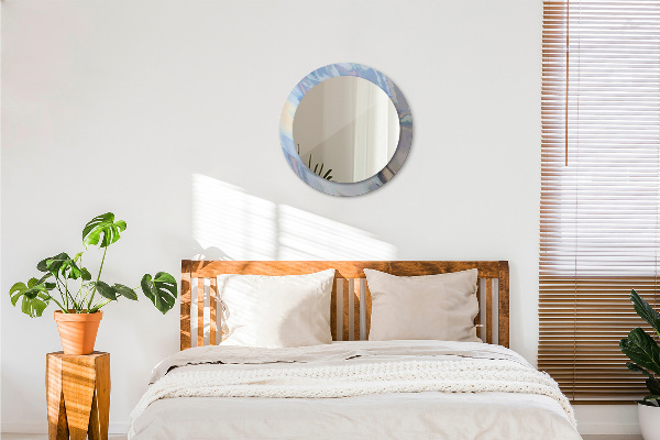 Round mirror frame with print Holographic texture