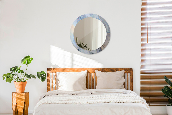 Round mirror frame with print Holographic texture