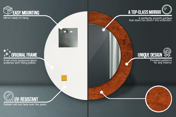 Round wall mirror design Natural wood