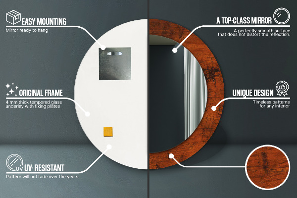 Round wall mirror design Natural wood