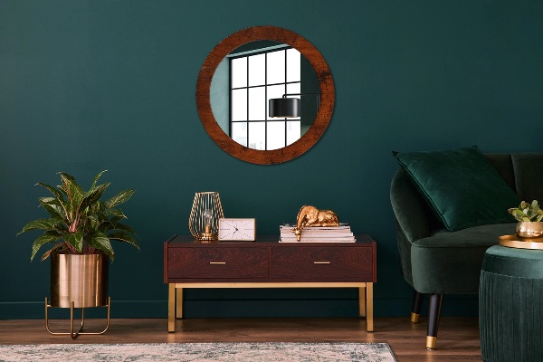 Round wall mirror design Natural wood
