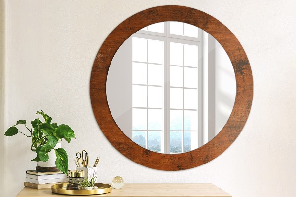 Round wall mirror design Natural wood