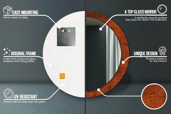 Round wall mirror design Natural wood