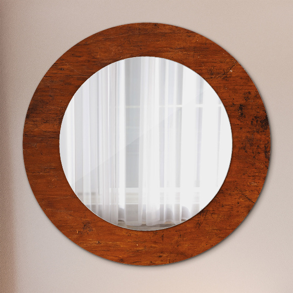 Round wall mirror design Natural wood