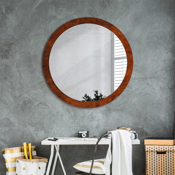 Round wall mirror design Natural wood