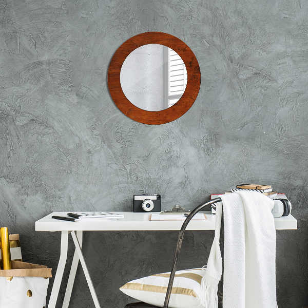 Round wall mirror design Natural wood