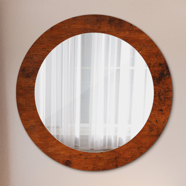Round wall mirror design Natural wood