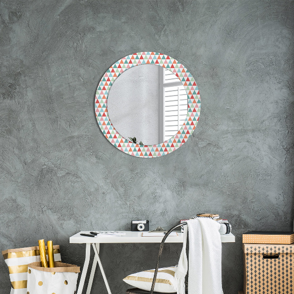 Round mirror frame with print Geometric pattern