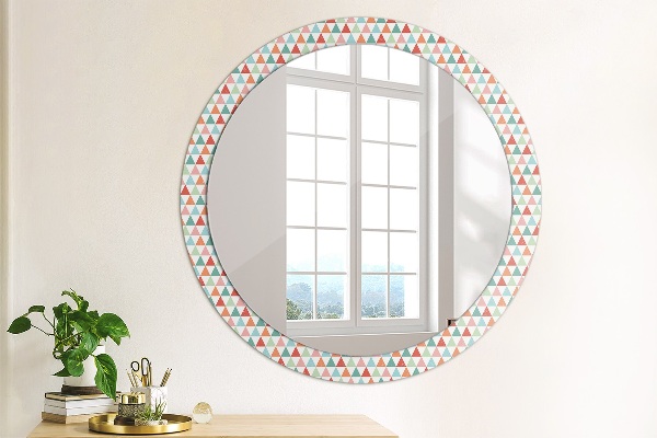 Round mirror frame with print Geometric pattern
