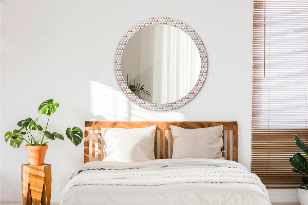 Round mirror frame with print Geometric pattern