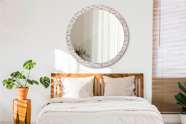 Round mirror frame with print Geometric pattern