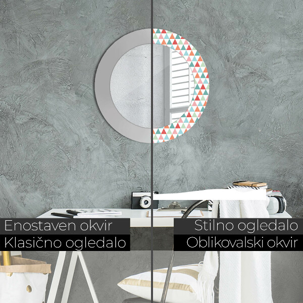 Round mirror frame with print Geometric pattern