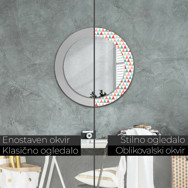 Round mirror frame with print Geometric pattern
