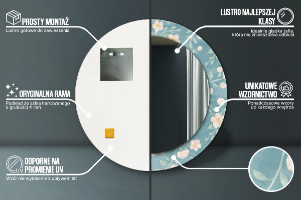 Round wall mirror decor Floral pattern