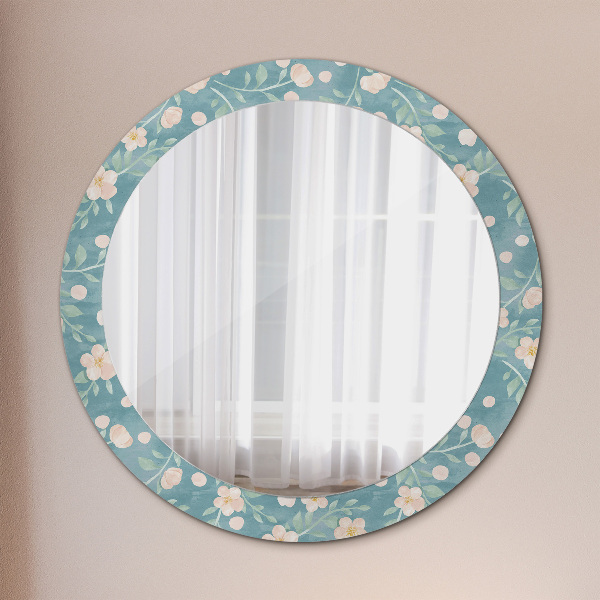 Round wall mirror decor Floral pattern