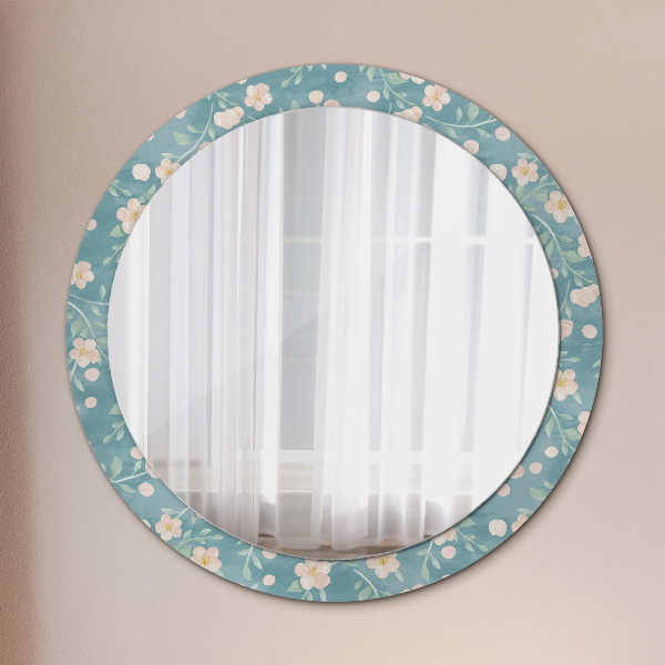 Round wall mirror decor Floral pattern